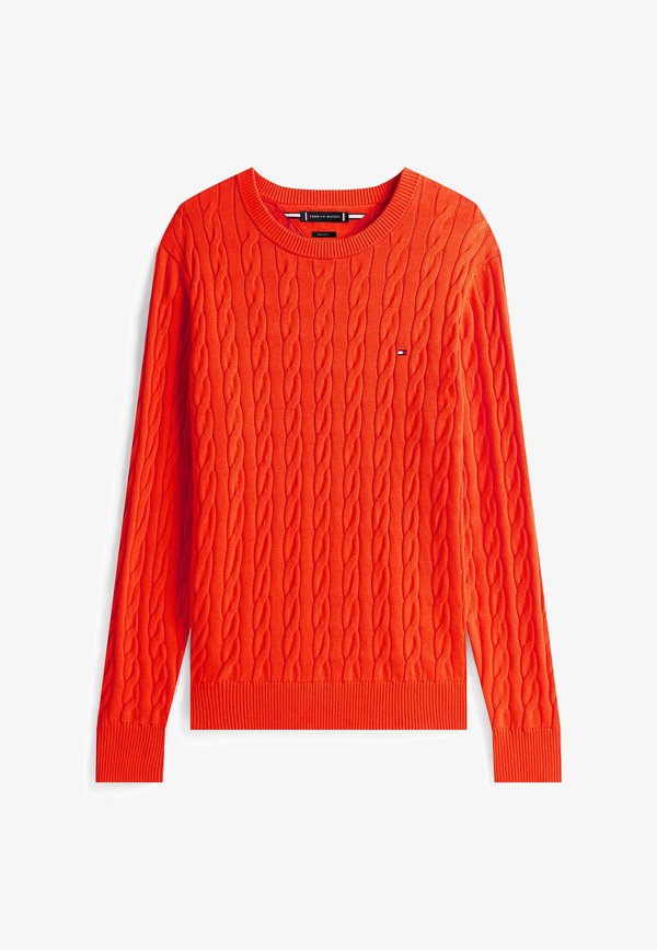 Tommy Hilfiger CLASSIC CABLE CREW NECK  ELEVATED ESSENTIALS - Jumper - brilliant orange