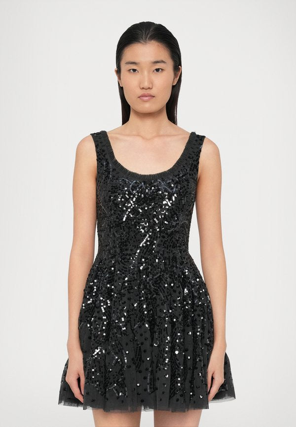 Needle & Thread SEQUIN RIBBON SCOOP NECK MICRO DRESS