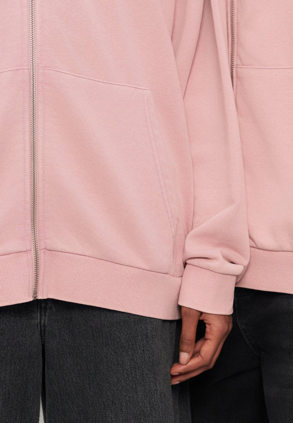 YOURTURN OVERSIZED FIT WASHED ZIP-UP HOODIE