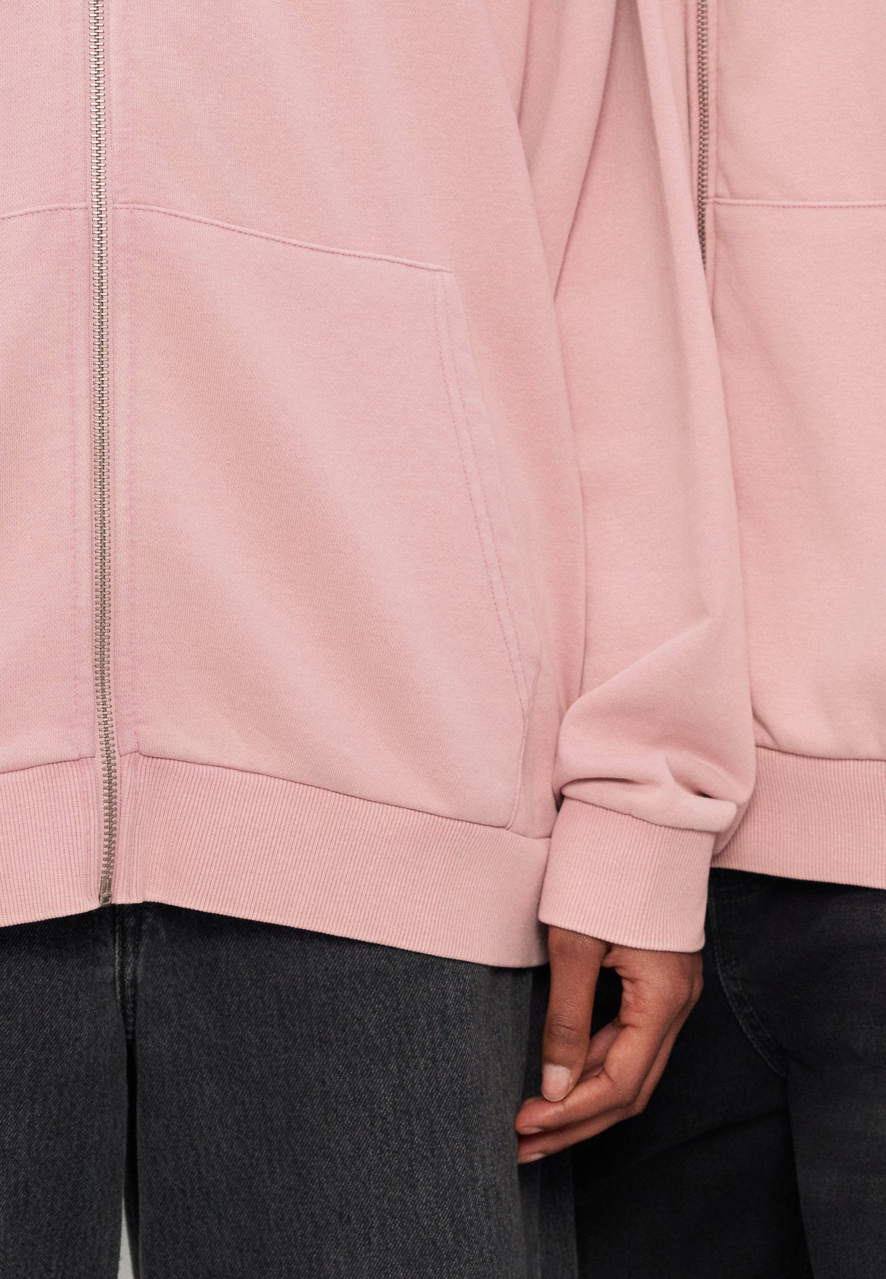 YOURTURN OVERSIZED FIT WASHED ZIP-UP HOODIE