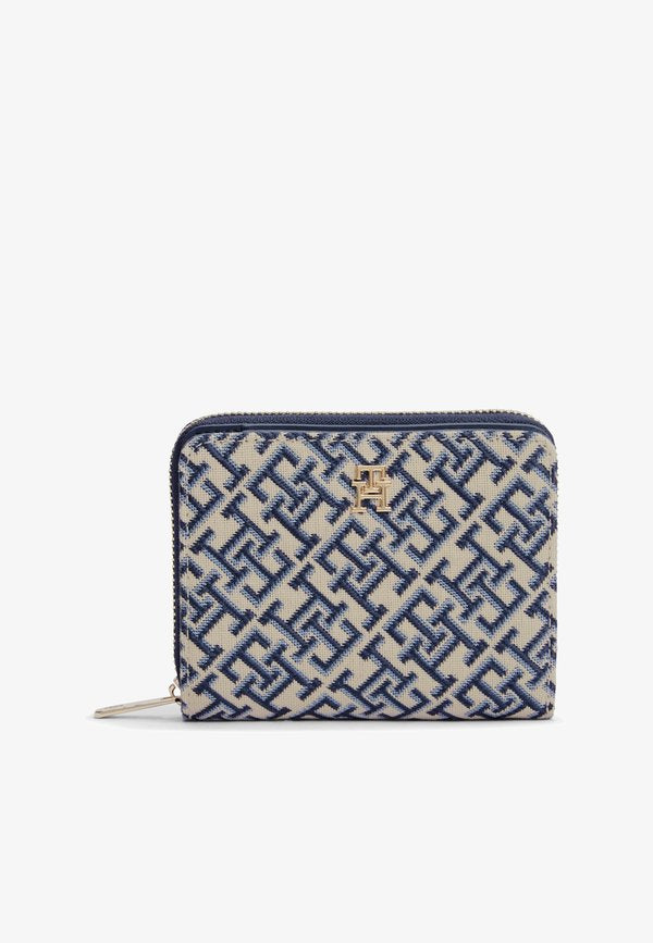 Tommy Hilfiger TH ICON MED ZA W/ FLAP JACQUARD - Wallet - blue