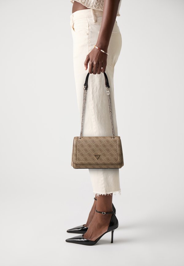 Guess NOELLE XBODY FLAP - Cross body bag - latte/brown