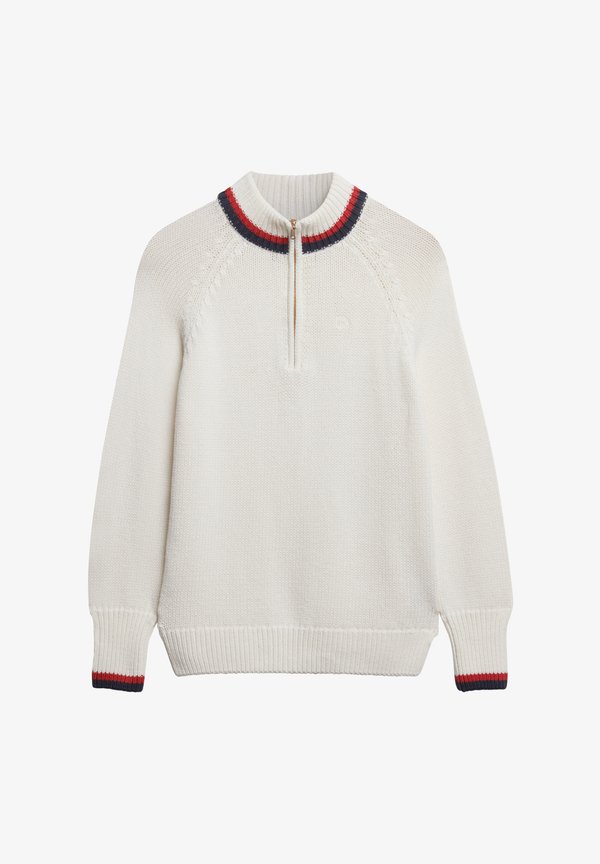 Superdry & Co TIPPED HALF ZIP - Jumper - ecru