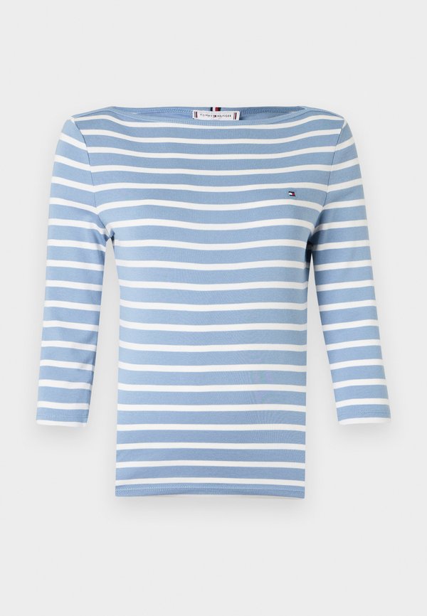 Tommy Hilfiger SLIM FIT - Long sleeved top - clear water/ecru