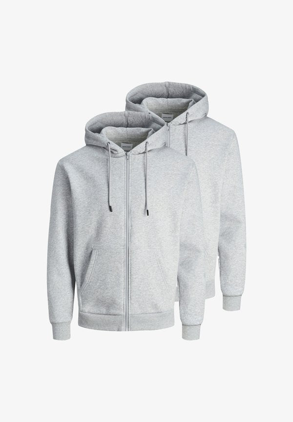 Jack & Jones HOODIE 2ER PACK BRADLEY - Zip-up sweatshirt - light grey melange