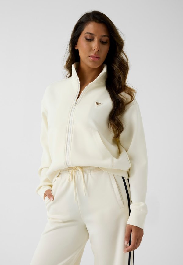 Guess SWEATSHIRT MIT HOHEM KRAGEN - Zip-up sweatshirt - beige