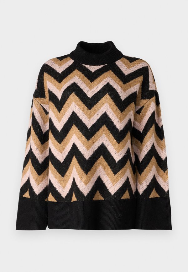 ONLY ONLTRINE ZIGZAG - Jumper - black/tannin/rose smoke