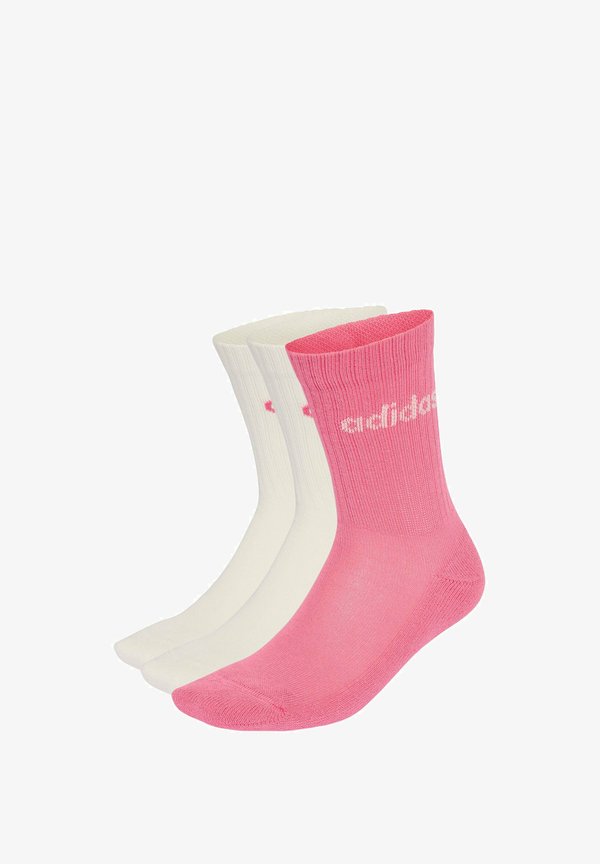 adidas Performance LINEAR CREW SOCKS CUSHIONED SOCKS UNISEX 3 PAIR PACK - Socks - off white/pink fusion/off white