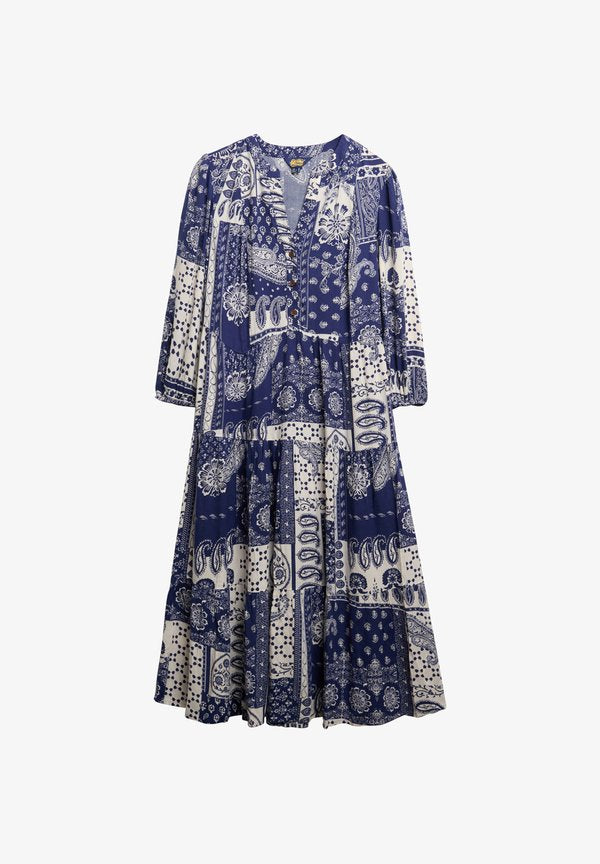 Superdry & Co TIERED MIDI - Shirt dress - savannah navy