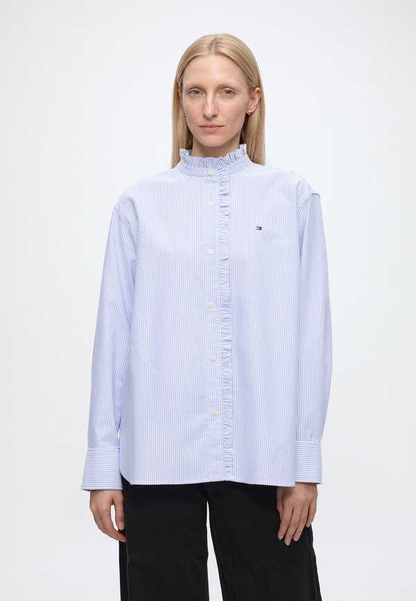 Tommy Hilfiger OXFORD RUFFLES RELAXED LS SHIRT - Button-down blouse - mid blue