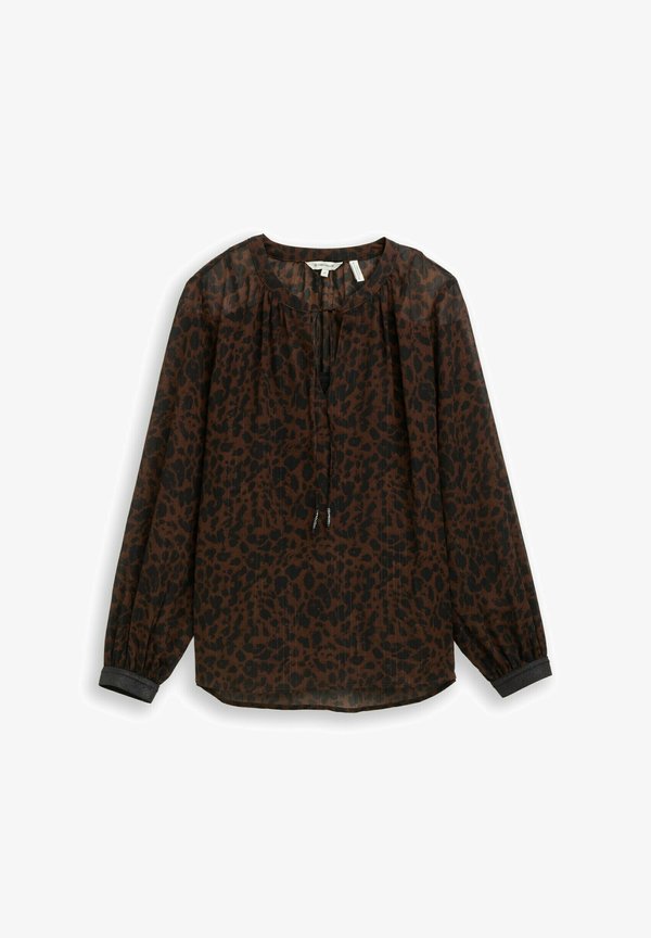 TOM TAILOR Blouse - brown black small leo print