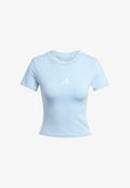adidas Sportswear ESSENTIALS 3 STRIPES SLIM BABY  - Print T-shirt - glow blue   white