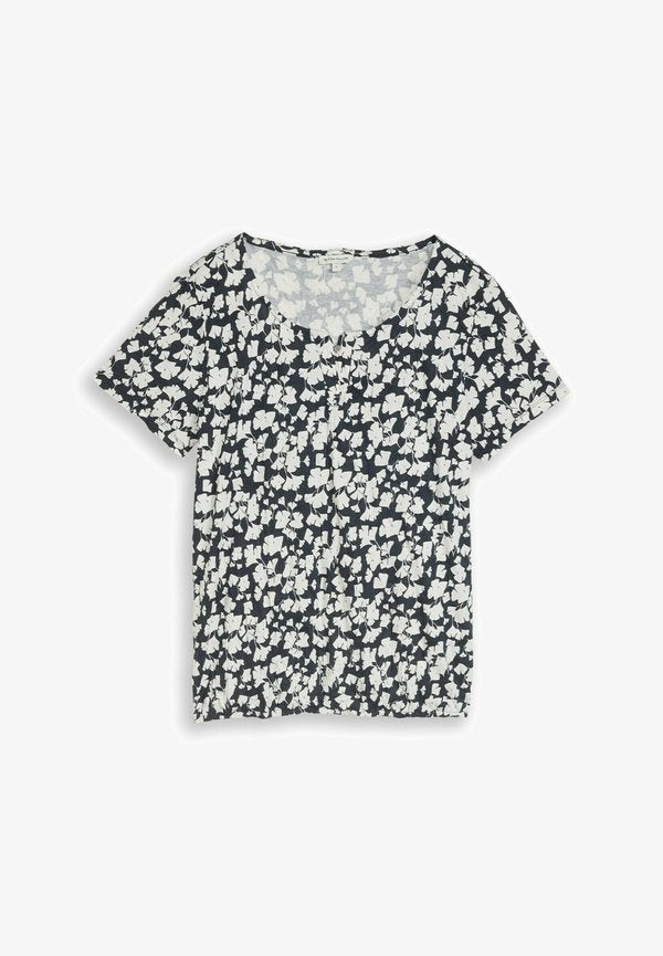 TOM TAILOR TOM TAILOR T-SHIRT CRINKLE T-SHIRT MIT MUSTER - Blouse - blue ginkgo minimal
