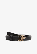 Tommy Hilfiger LOGO PLAQUE BUCKLE LEATHER BELT - Belt - black