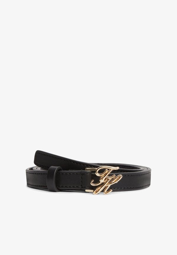Tommy Hilfiger LOGO PLAQUE BUCKLE LEATHER BELT - Belt - black