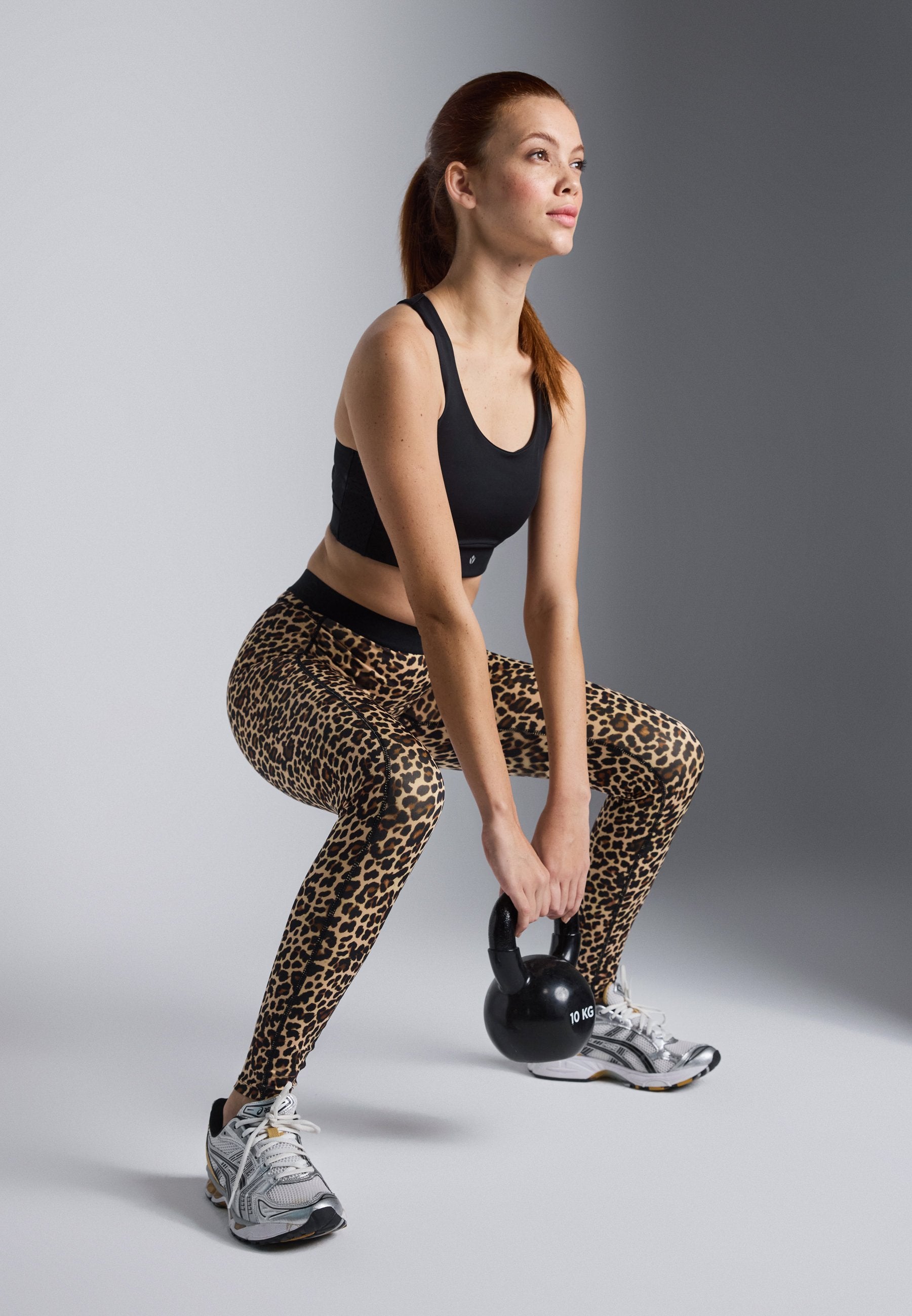 Even&Odd active FULL LENGTH HIGH RISE LEOPARD PRINT LEGGINGS WITH CONTRAST WAISTBAND