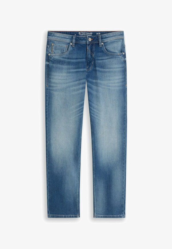 TOM TAILOR TTMARVIN STRAIGHT JEANS MIT STRETCH - Straight leg jeans - heavy used mid blue denim