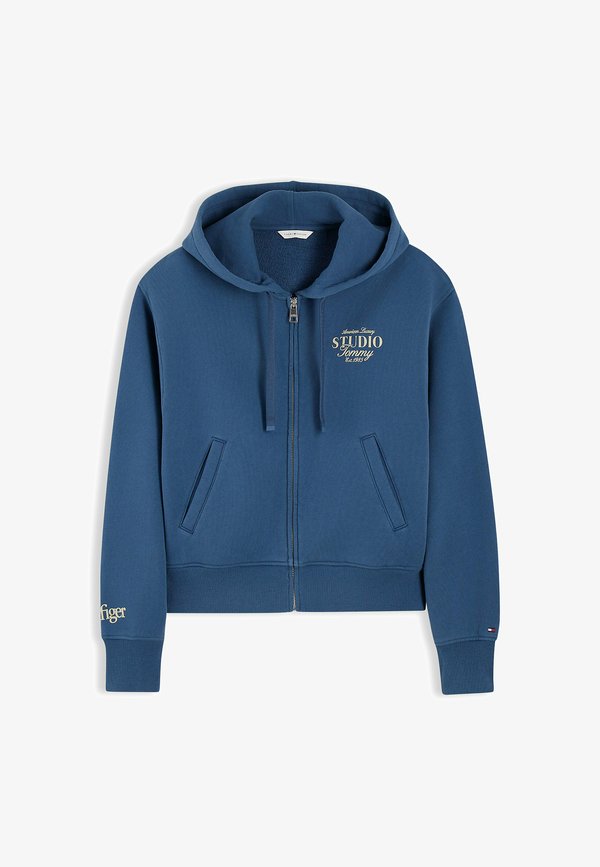 Tommy Hilfiger TOMMY HILFIGER LOGO ZIP-THRU OVERSIZED HOODY - Zip-up sweatshirt - aegean sea