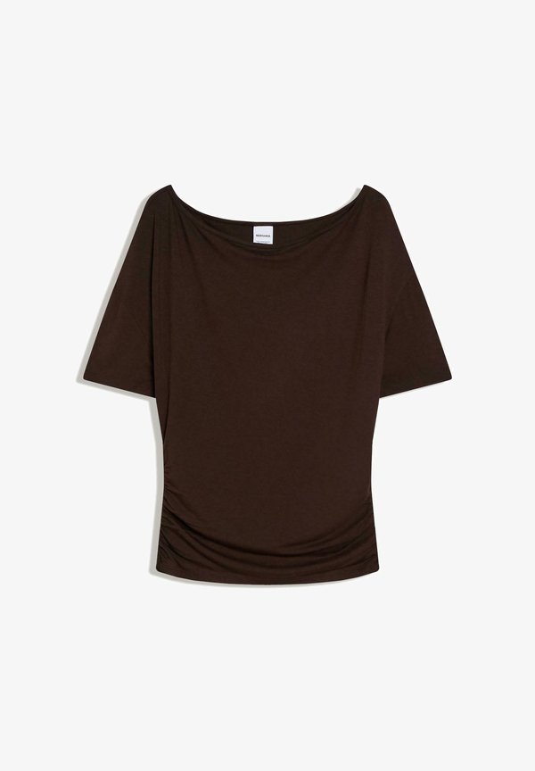 Bershka SHORT SLEEVE - Basic T-shirt - dark brown