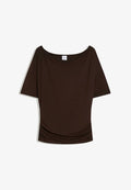 Bershka SHORT SLEEVE - Basic T-shirt - dark brown