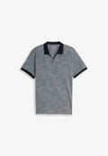 TOM TAILOR JACQUARD POLOSHIRT MIT MUSTER - Polo shirt - navy leaf jacquard design