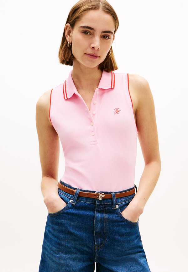 Tommy Hilfiger 1985 SLIM FIT PIQUE SLEEVELESS POLO SHIRT - Polo shirt - classic pink