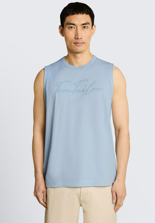 TOM TAILOR TOM TAILOR T-SHIRT TANKTOP MIT LOGO-PRINT - Top - light blue grey