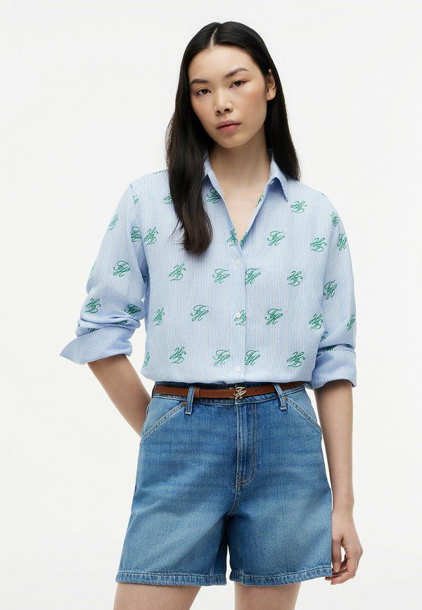 Tommy Hilfiger LOGO EMBROIDERY - Button-down blouse - script ithaca blue spell