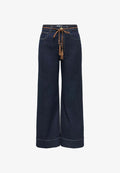 ONLY Wide-fit ONLMADISON High waist Wide Leg Fit Cropped - Relaxed fit jeans - dark blue denim