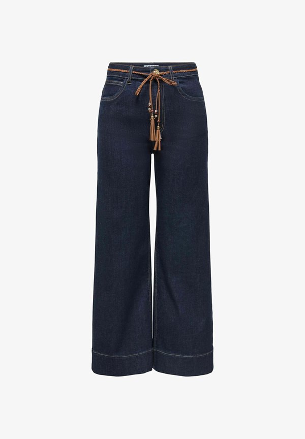 ONLY Wide-fit ONLMADISON High waist Wide Leg Fit Cropped - Relaxed fit jeans - dark blue denim