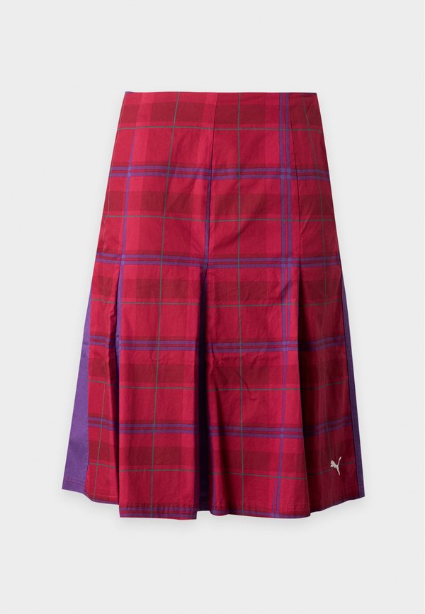 Puma PLEATED TARTAN WOVEN MIDI SKIRT - Pleated skirt - garnet glow
