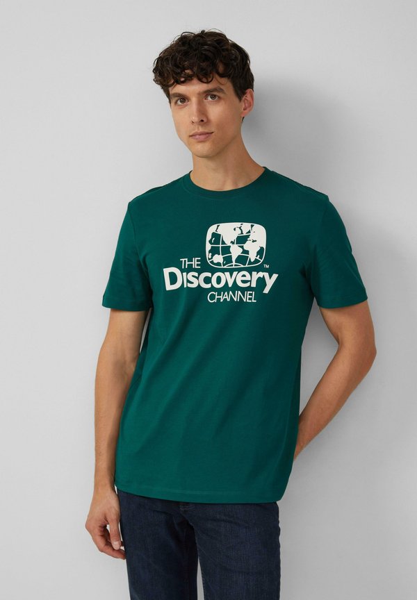 s.Oliver LÄSSIGES MIT FRONTPRINT - Print T-shirt - tannengrün