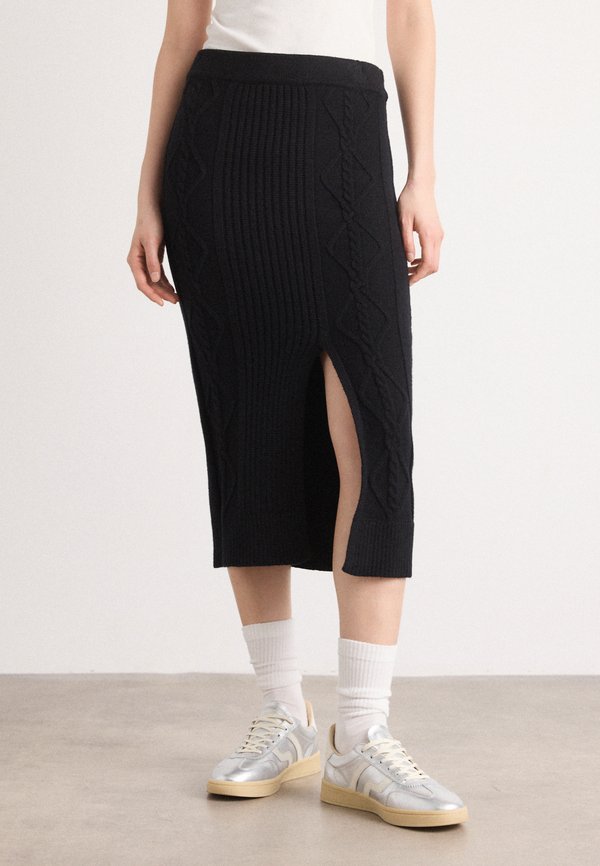 DKNY CABLE MIDI SKIRT WITH VENT AT FRONT BODY