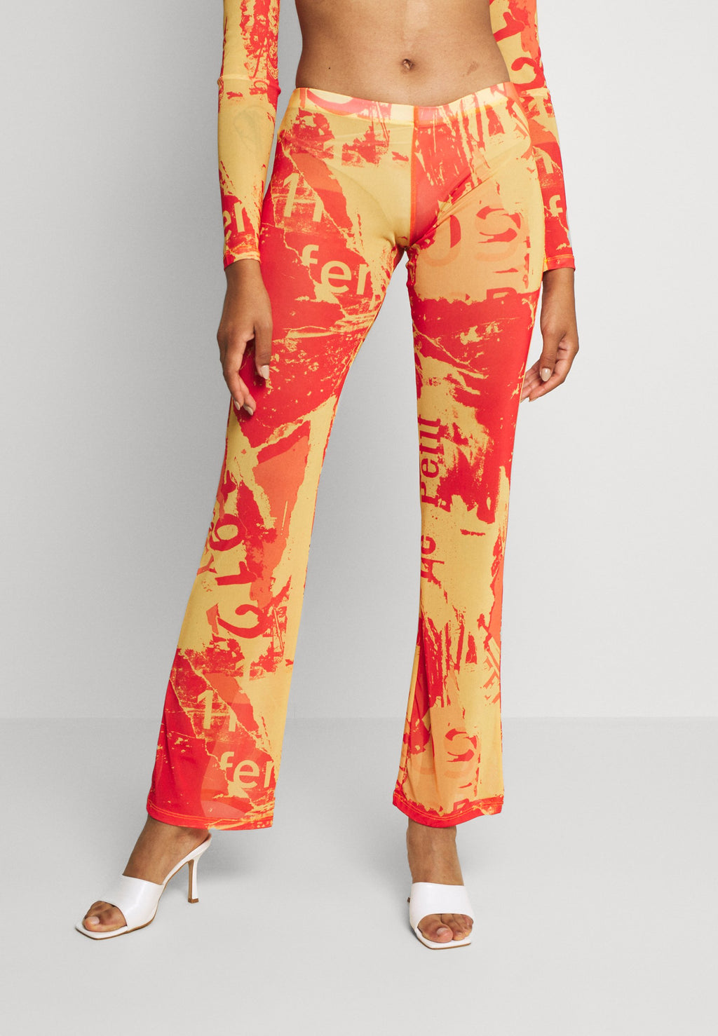Jaded London BOOTCUT TROUSER TONAL MAGAZINE PRINT