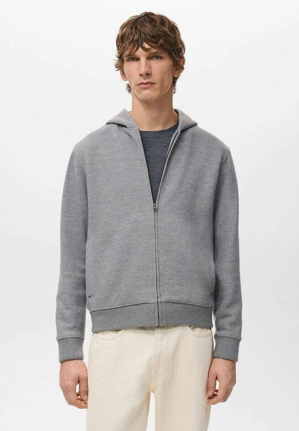 Mango Zip-up sweatshirt - mottled light grey