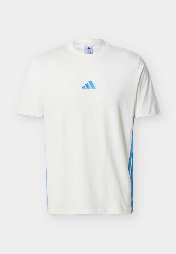 adidas Sportswear ESSENTIALS THREE STRIPES SINGLE - Print T-shirt - off white/ray blue