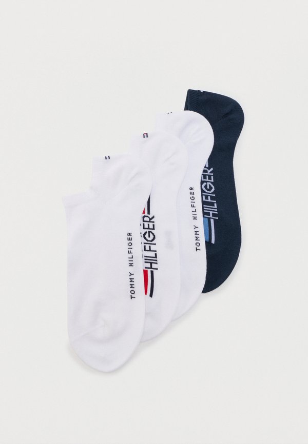Tommy Hilfiger MEN LOGO STRIPE 4 PACK - Sneaker socks - white/navy