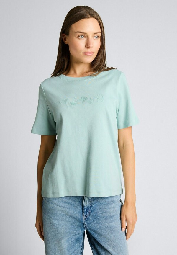 TOM TAILOR BOXY CREW NECK  - Print T-shirt - light blue green