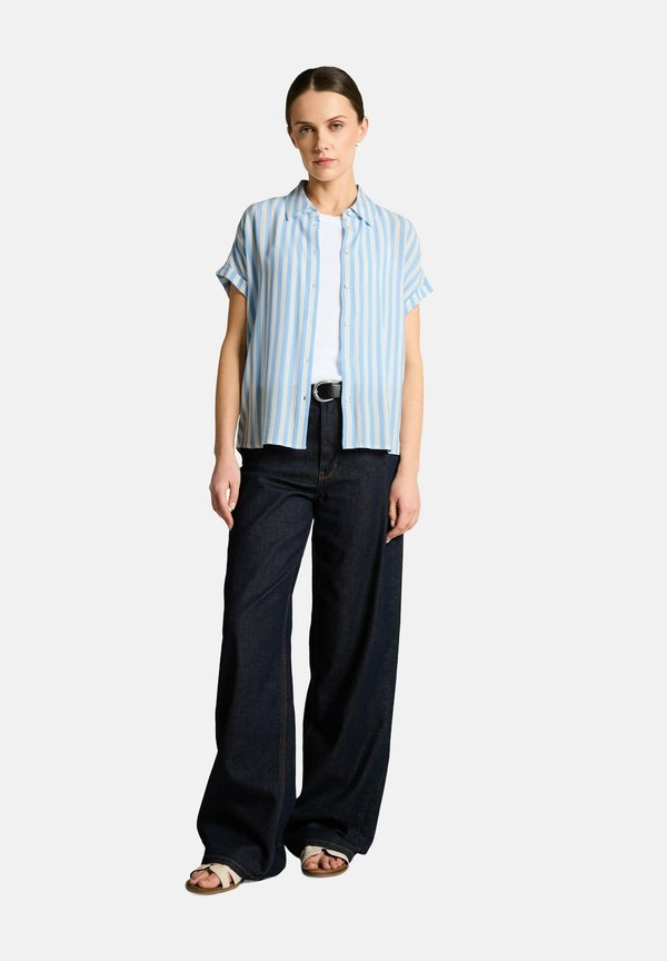 TOM TAILOR LOOSE FIT BLUSE MIT STREIFEN - Button-down blouse - light fjord blue stripe