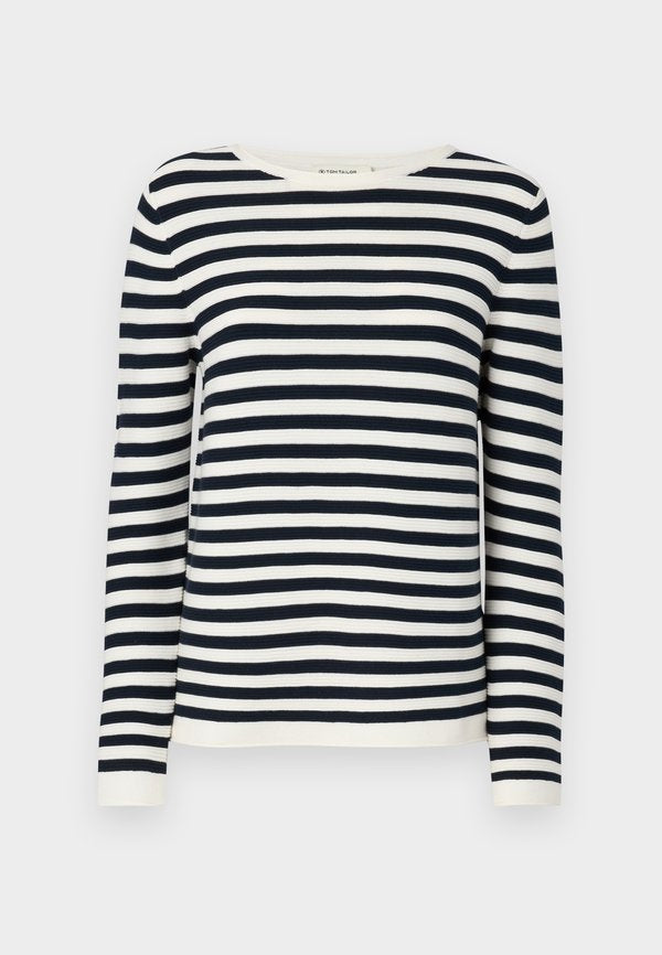 TOM TAILOR NEW OTTOMAN - Jumper - dark navy/white