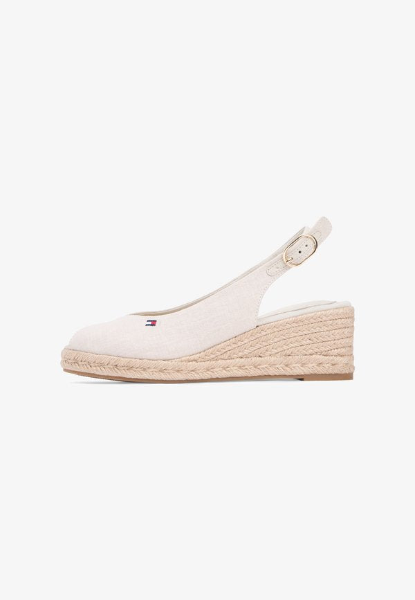 Tommy Hilfiger HEMP SLINGBACK WEDGE ESPADRILLES - Peep toes - classic beige