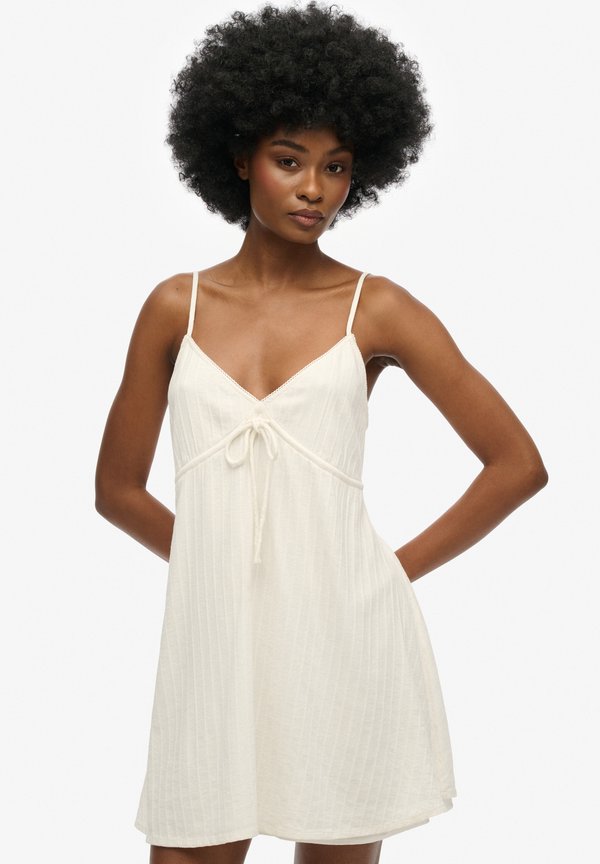 Superdry & Co TEXTURED CAMI MINI - Day dress - off white