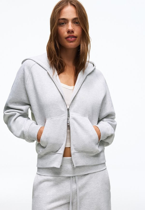 Bershka ZIP-UP PLUSH HOODED JACKET - Zip-up sweatshirt - dark grey