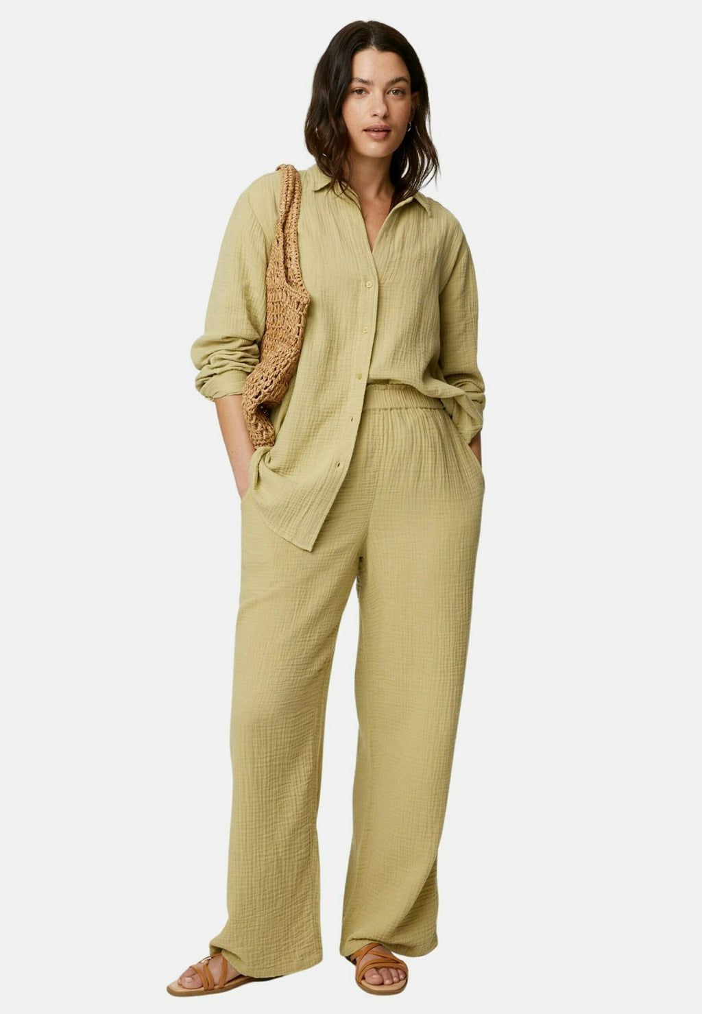 Marks & Spencer PURE COTTON ELASTICATED WAIST RELAXED TROUSERS