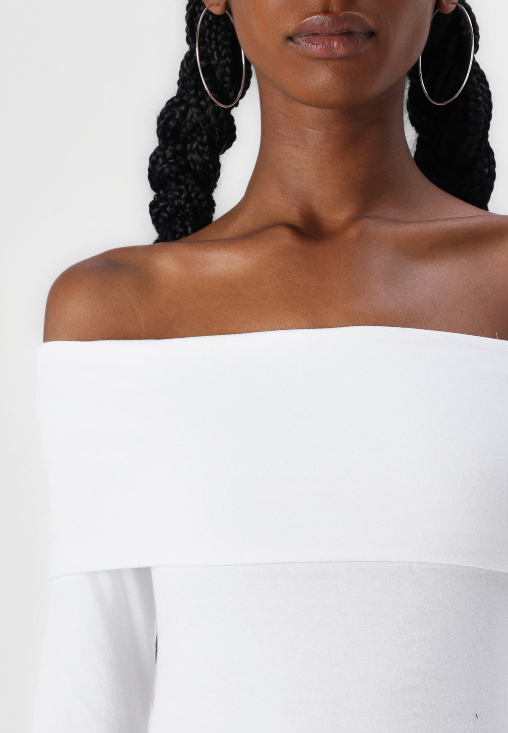 Abercrombie & Fitch Long-Sleeve Cotton-Blend Seamless Fabric Tuckable Off-The-Shoulder Top