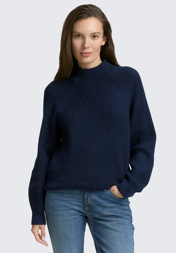 TOM TAILOR Jumper - blue rib structure