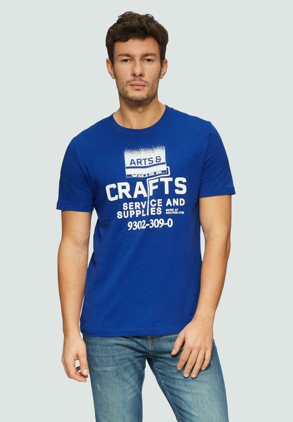 s.Oliver CREW-NECK - Print T-shirt - ozeanblau