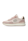 Helle rosa Sneakers aus Mesh- und Wildledermaterial. Verfügt über ein strukturiertes Obermaterial, eine gepolsterte Sohle, ein Schnürdesign und Logodetails an der Seite.