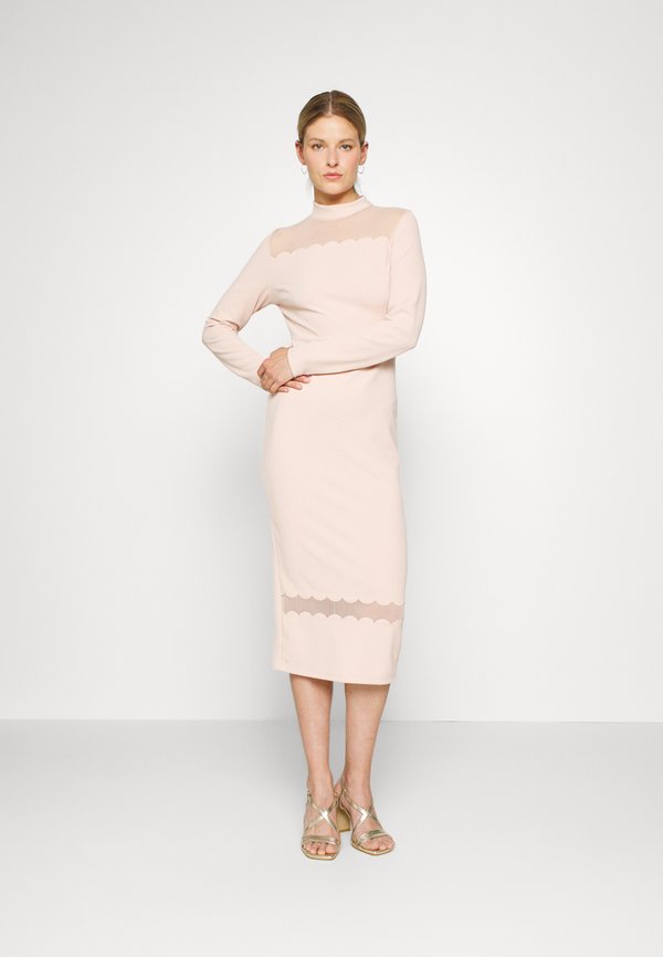 WAL G. WGXZL WEDDING - FRANKA HIGH NECK MESH MIDI DRESS