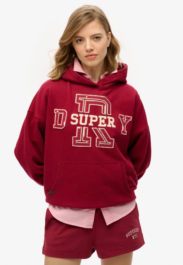 Superdry & Co ATHLETIC ESSENTIALS APPLIQUE RELAXED - Hoodie - bordeaux red